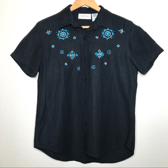 Lemon Grass Career Button Front Top Embellished - Picture 8 of 8